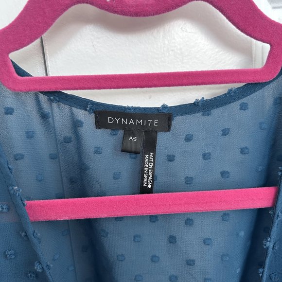 Dynamite blue long sleeve blouse with textured dots - Picture 5 of 5